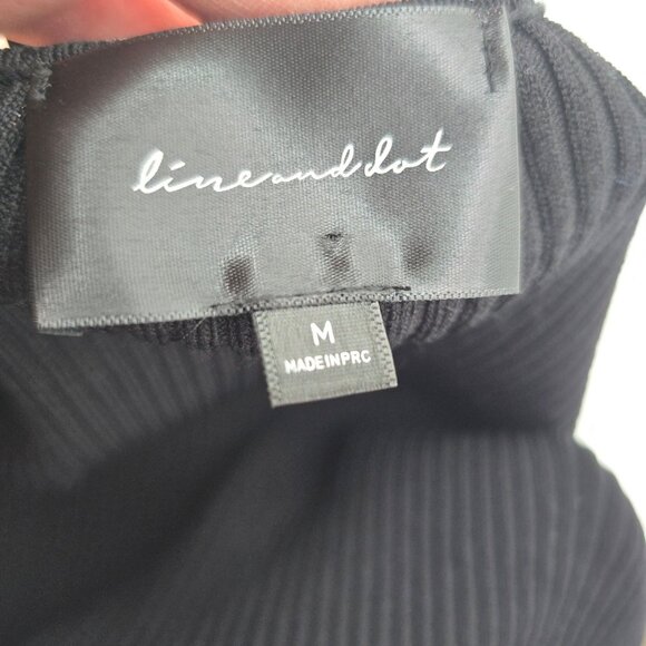 Line and Dot Y2K Black Ribbed Knit VNeck Cardigan Sweater Pearl Women Size Mediu - Picture 5 of 7